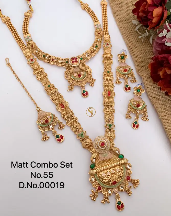 55 MH Matt Bridal Jewellery Combo Set Wholesale Shop In Surat
